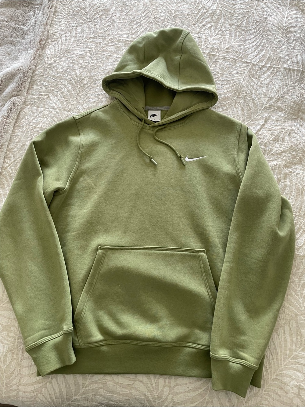 Nike Olive Green Pullover Hoodie with White Swoosh